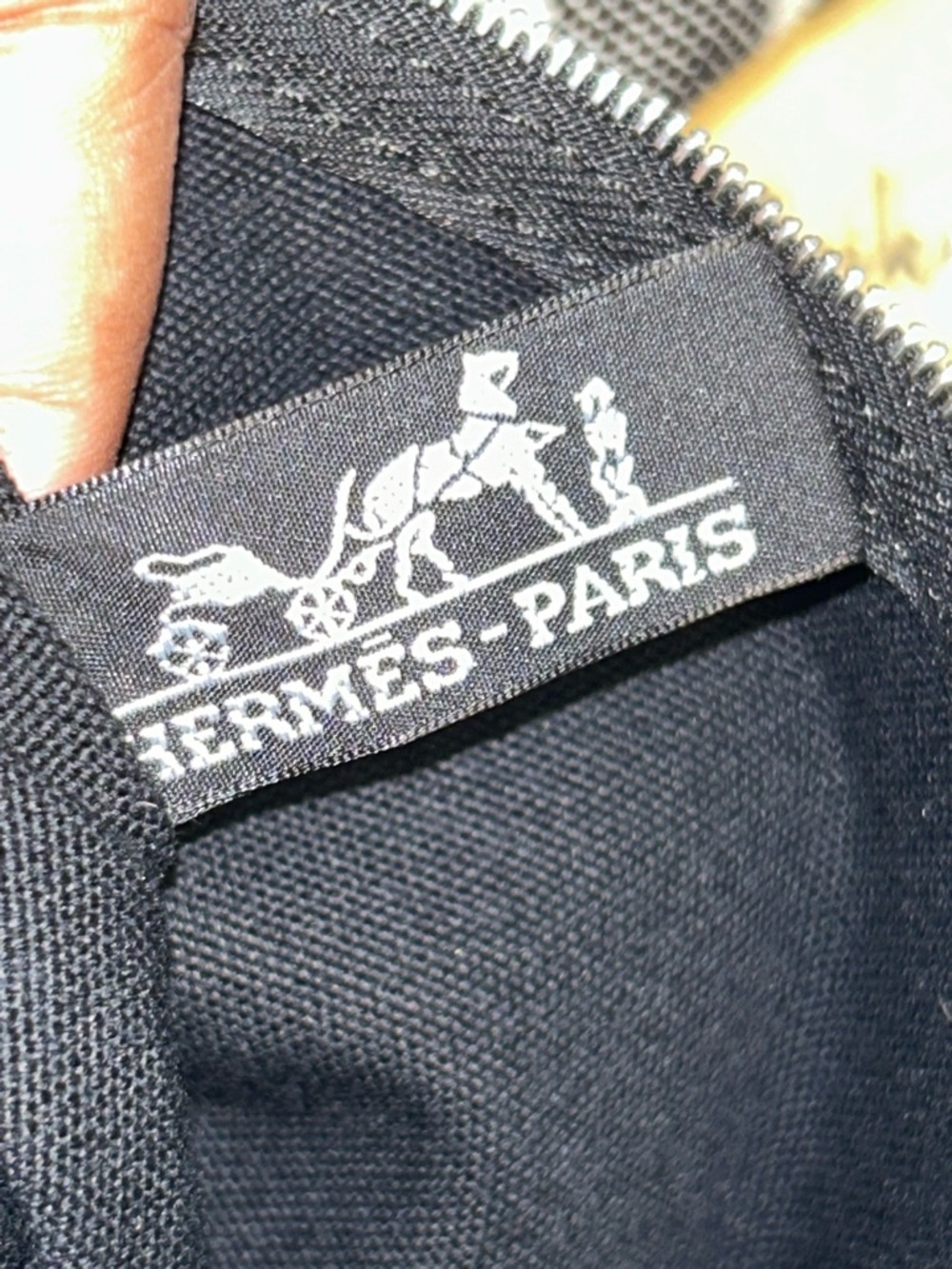 Hermes Black & White Striped Canvas Tote Bag - Picture 4 of 16